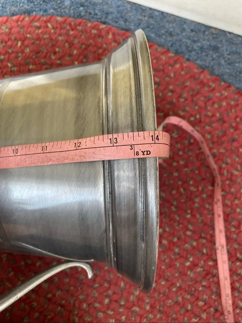 Giant vintage pewter insulated tankard with flip top lid and plastic insert